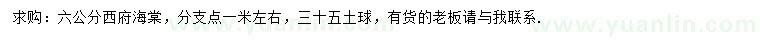 求購(gòu)6公分西府海棠