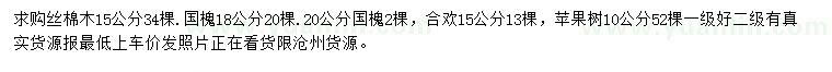 求購絲棉木、國槐、合歡等