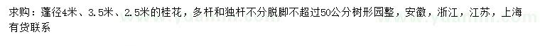 求購冠幅2.5、3.5、4米桂花