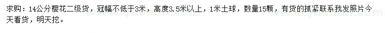 求購14公分櫻花