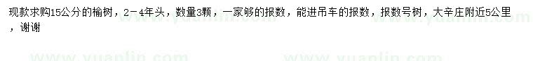 求購15公分榆樹