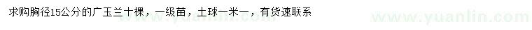 求購胸徑15公分廣玉蘭