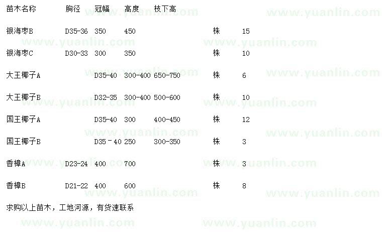 求購(gòu)銀海棗、大王椰子、國(guó)王椰子等