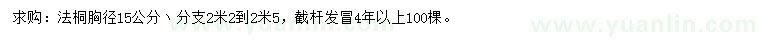 求購胸徑15公分法桐