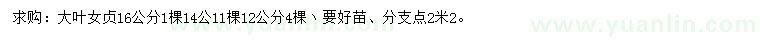 求購(gòu)12、14、16公分大葉女貞