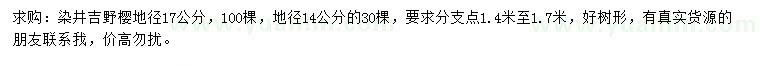 求購(gòu)地徑14、17公分染井吉野櫻