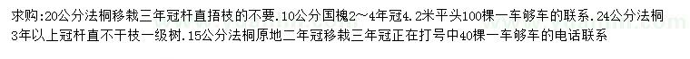 求購15、20、24公分法桐、10公分國槐