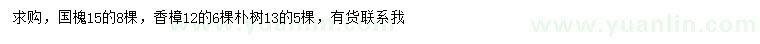 求購(gòu)國(guó)槐、香樟、樸樹(shù)