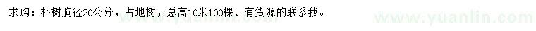 求購胸徑20公分樸樹(shù)