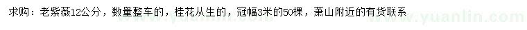 求購12公分老紫薇、冠幅3米桂花