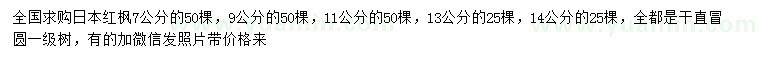 求購(gòu)7、9、11、13、14公分日本紅楓