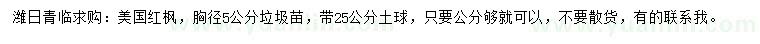 求購胸徑5公分美國紅楓