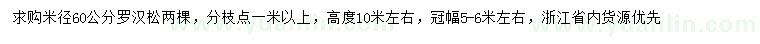 求購米徑60公分羅漢松