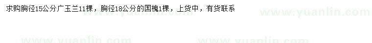 求購胸徑15公分廣玉蘭、胸徑18公分國槐