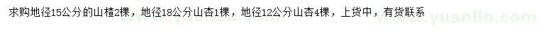 求購山楂、山杏