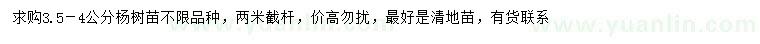 求購3.5-4公分楊樹