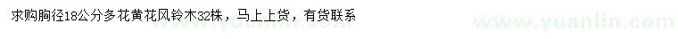 求購胸徑18公分多花黃花風(fēng)鈴木