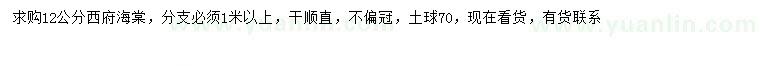 求購(gòu)12公分西府海棠