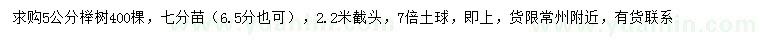 求購5公分櫸樹