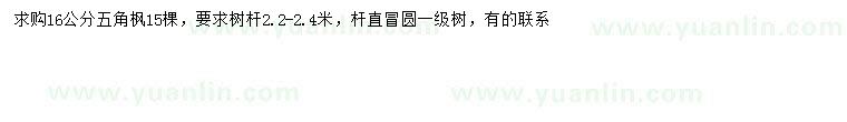 求購(gòu)16公分五角楓