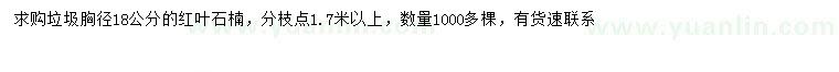 求購(gòu)胸徑18公分紅葉石楠