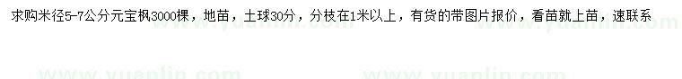 求購米徑5-7公分元寶楓