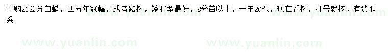 求購(gòu)21公分白蠟