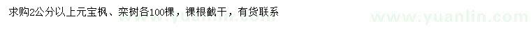 求購2公分以上元寶楓、欒樹