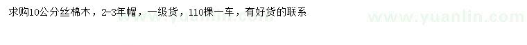 求購10公分絲棉木