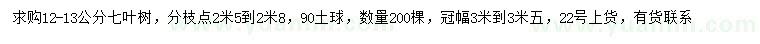 求購12-13公分七葉樹