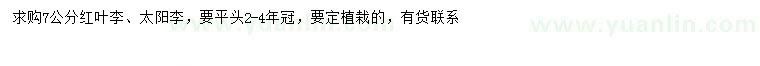 求購7公分紅葉李、太陽李