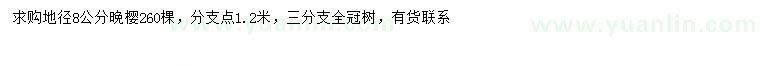 求購地徑8公分晚櫻