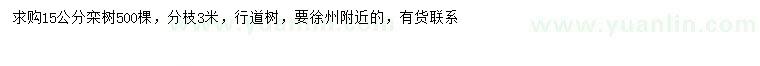 求購(gòu)15公分欒樹(shù)