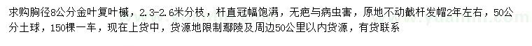 求購胸徑8公分金葉復(fù)葉槭