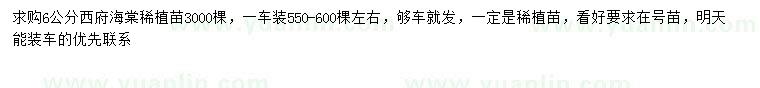 求購6公分西府海棠