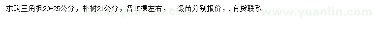 求購20-25公分三角楓、21公分樸樹