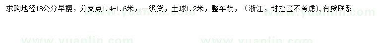 求購地徑18公分早櫻