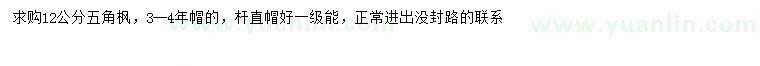 求購12公分五角楓
