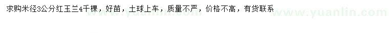 求購米徑3公分紅玉蘭