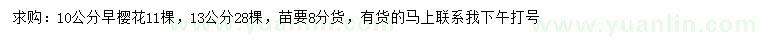 求購(gòu)10、13公分早櫻