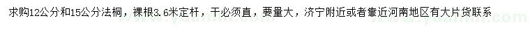 求購12、15公分法桐
