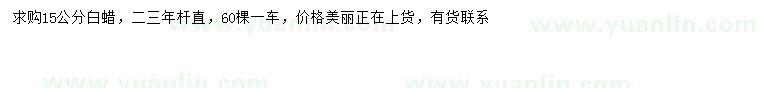 求購15公分白蠟