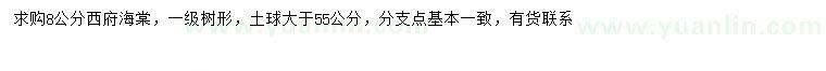 求購(gòu)8公分西府海棠