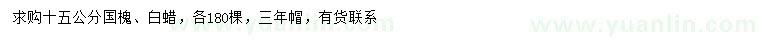 求購15公分國槐、白蠟