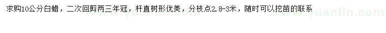 求購(gòu)10公分白蠟