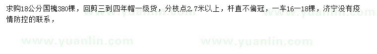 求購18公分國槐