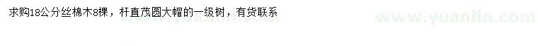 求購18公分絲棉木