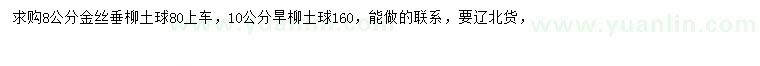 求購(gòu)8公分金絲垂柳、10公分旱柳