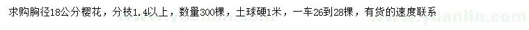 求購胸徑18公分櫻花