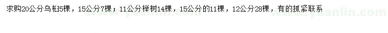 求購15、20公分烏桕、11、12、15公分櫸樹